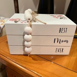 Wooden Wood Decorative Faux Book Stack Best Mom Ever